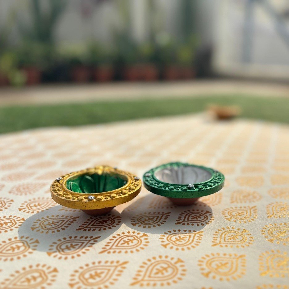 Decorative clay Diya Pair without Wax